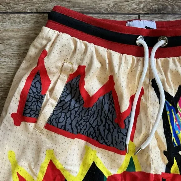 Crown Print Athletic Ball Shorts Men's Multicolor Large Historian Threads - Picture 4 of 9